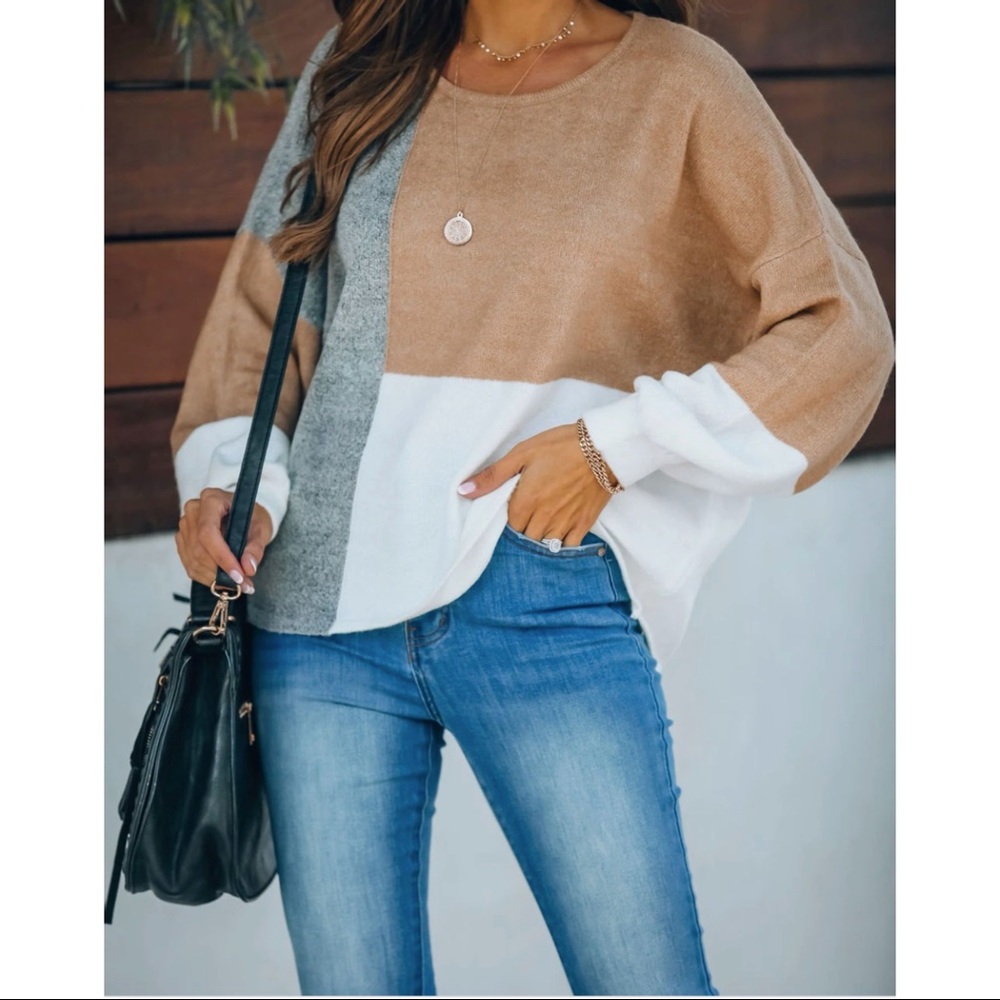 FLASH SALE -WANNA BE YOURS COLORBLOCK KNIT SWEATER - Picture 3 of 9